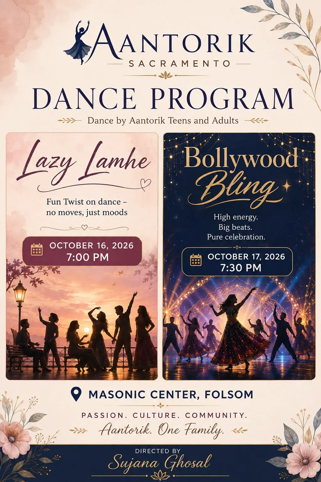 Aantorik Durga Puja 2026 dance programs flyer